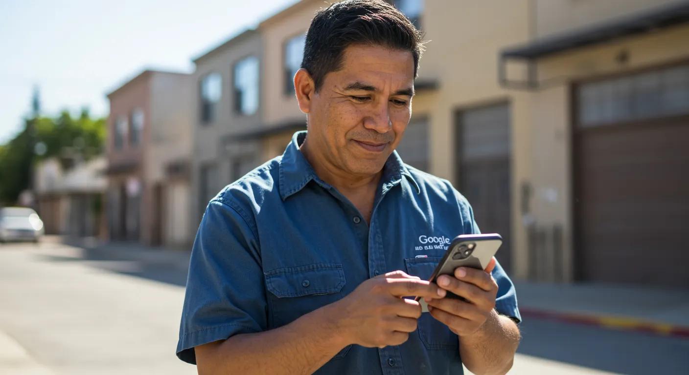Tradesperson using Google Maps for local business optimization
