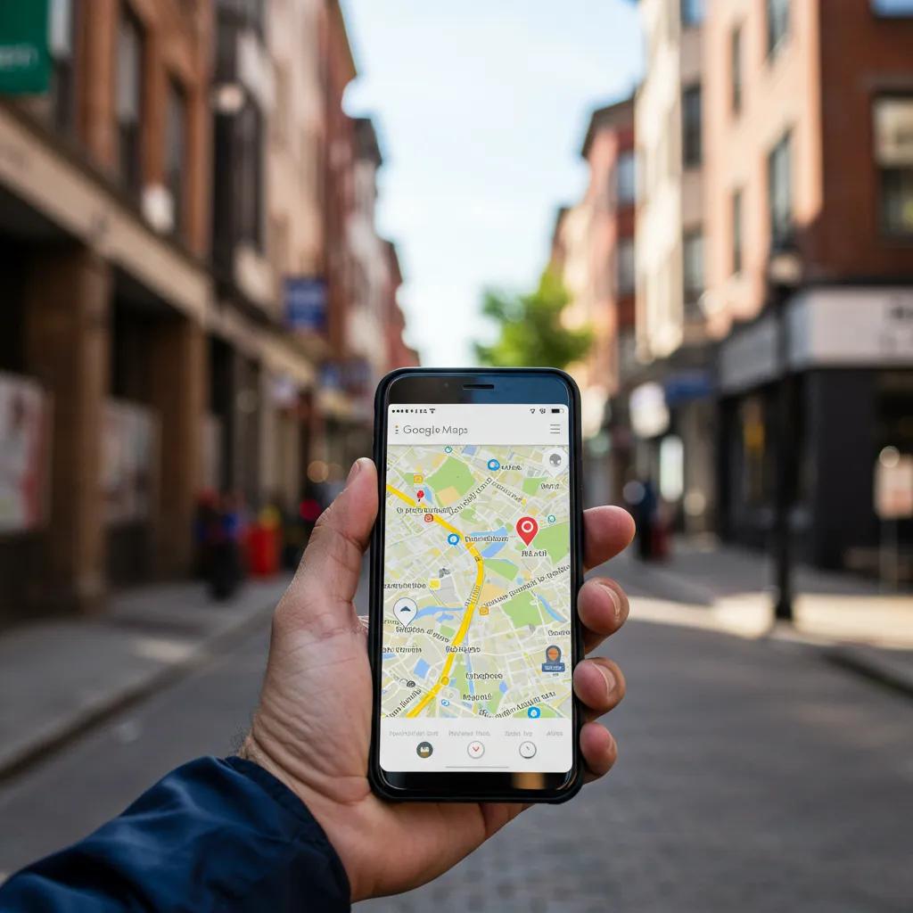 Local business owner using Google Maps to enhance local search visibility