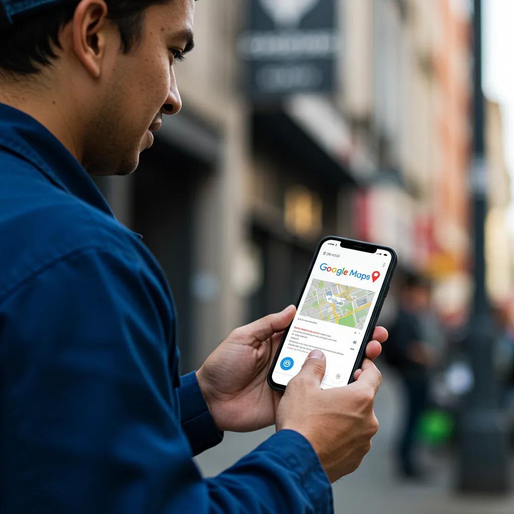 Tradesperson using Google Maps to enhance local business visibility