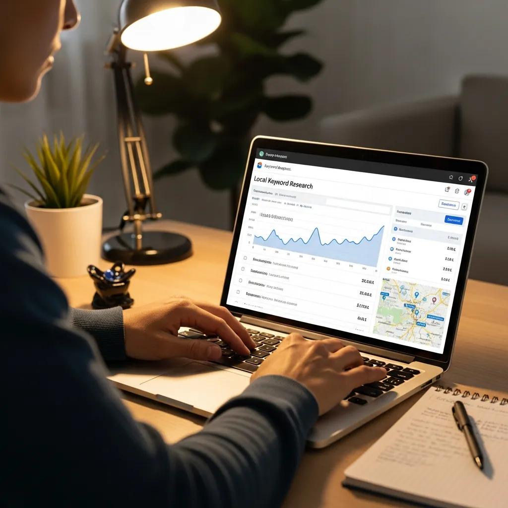 Person doing local keyword research on a laptop to find high-value Leeds search terms